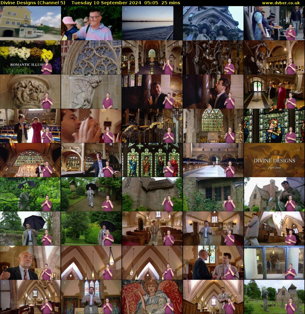 Divine Designs (Channel 5) Tuesday 10 September 2024 05:05 - 05:30