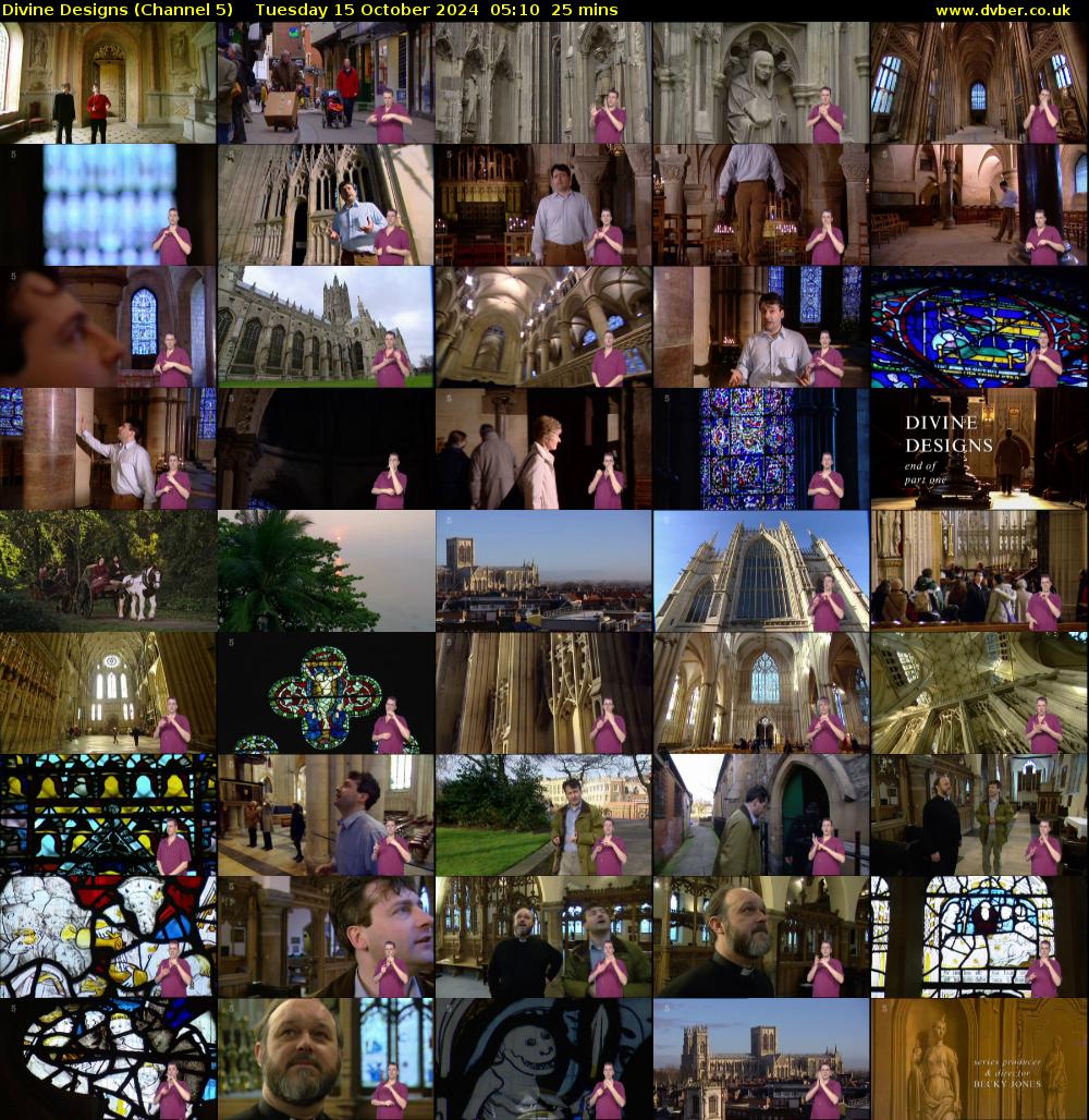 Divine Designs (Channel 5) Tuesday 15 October 2024 05:10 - 05:35