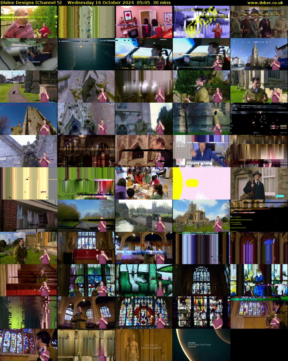 Divine Designs (Channel 5) Wednesday 16 October 2024 05:05 - 05:35