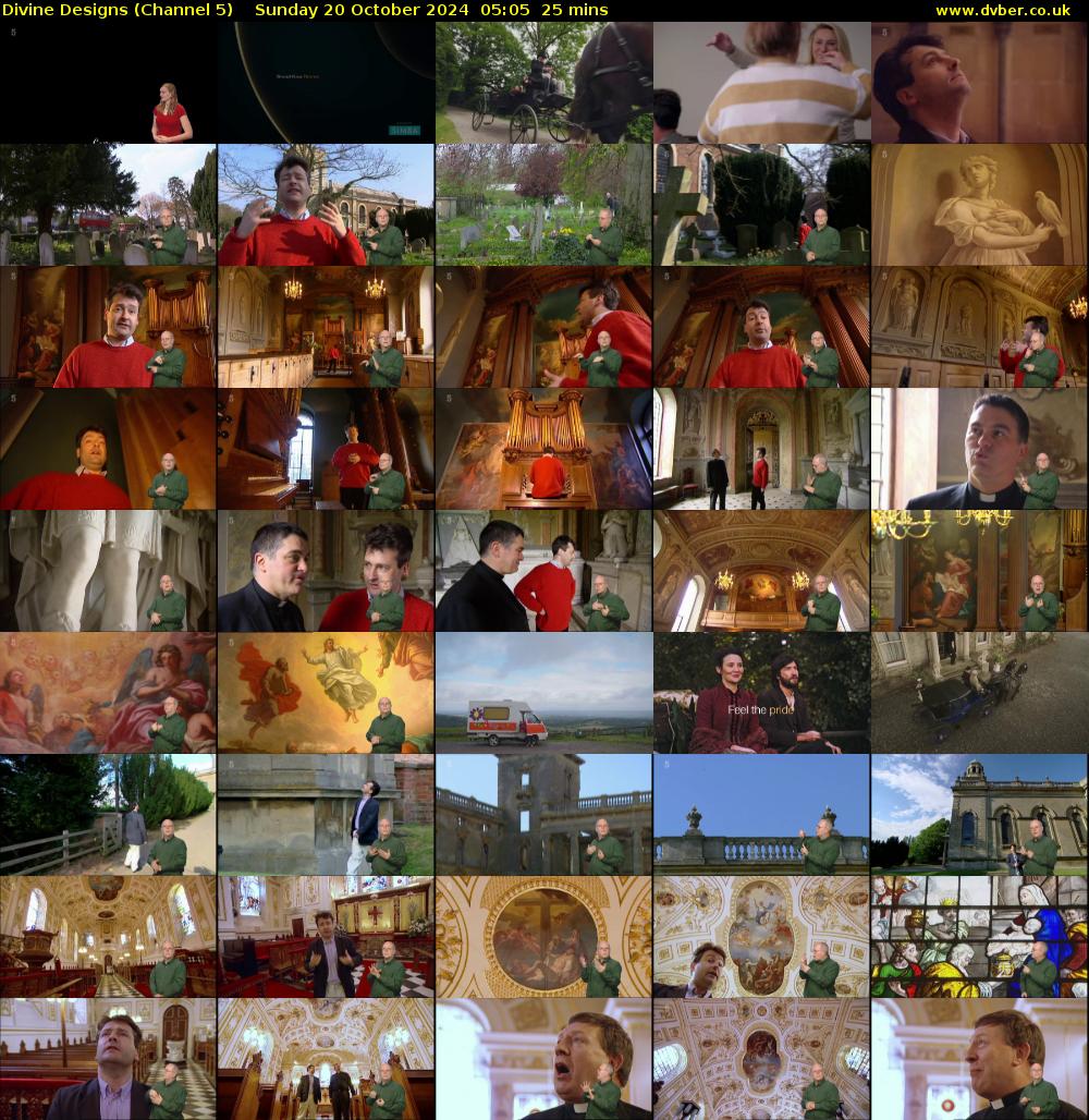 Divine Designs (Channel 5) Sunday 20 October 2024 05:05 - 05:30
