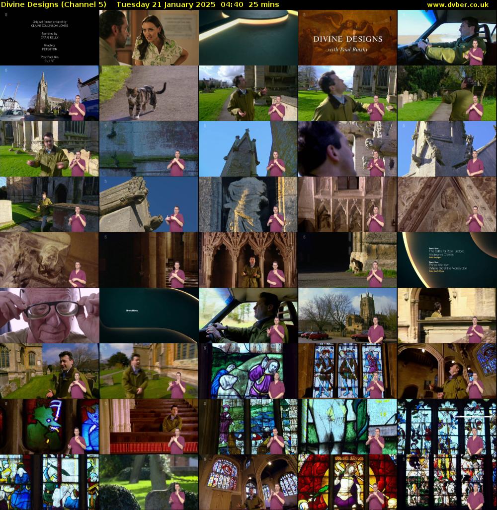 Divine Designs (Channel 5) Tuesday 21 January 2025 04:40 - 05:05