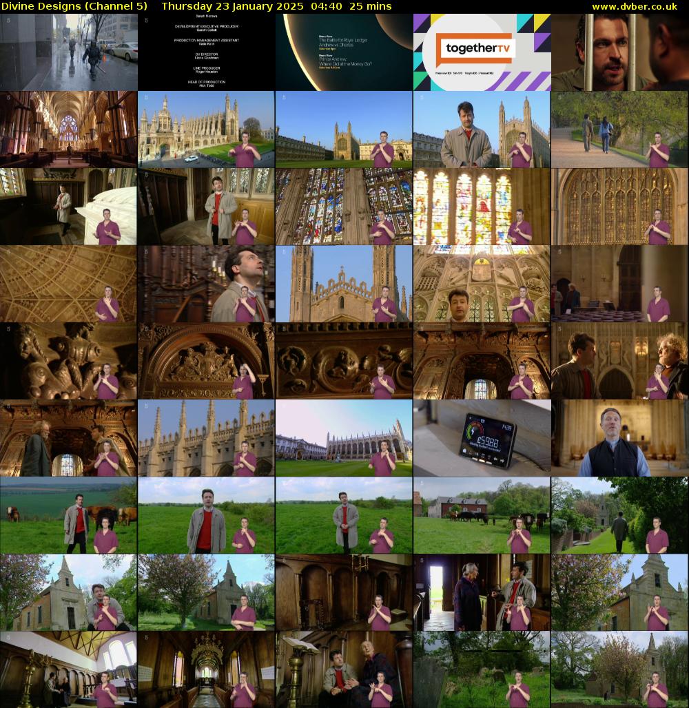 Divine Designs (Channel 5) Thursday 23 January 2025 04:40 - 05:05