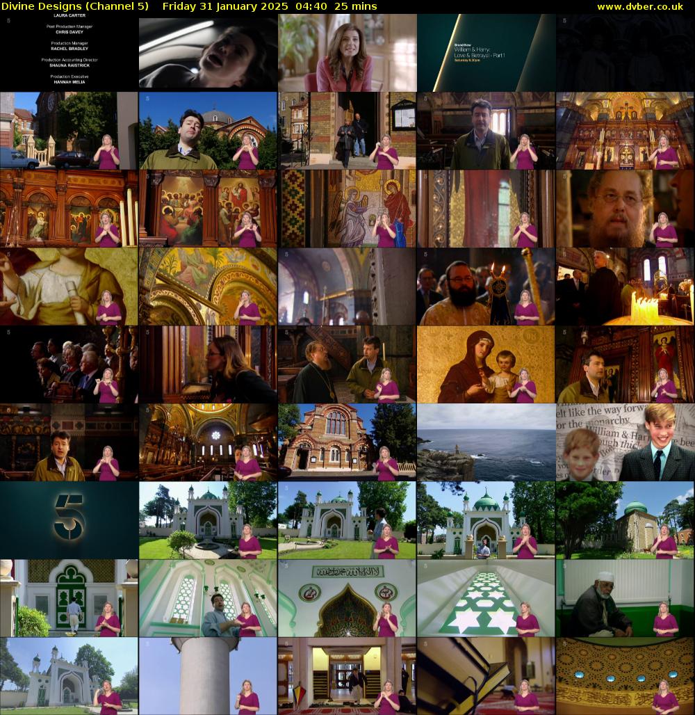 Divine Designs (Channel 5) Friday 31 January 2025 04:40 - 05:05