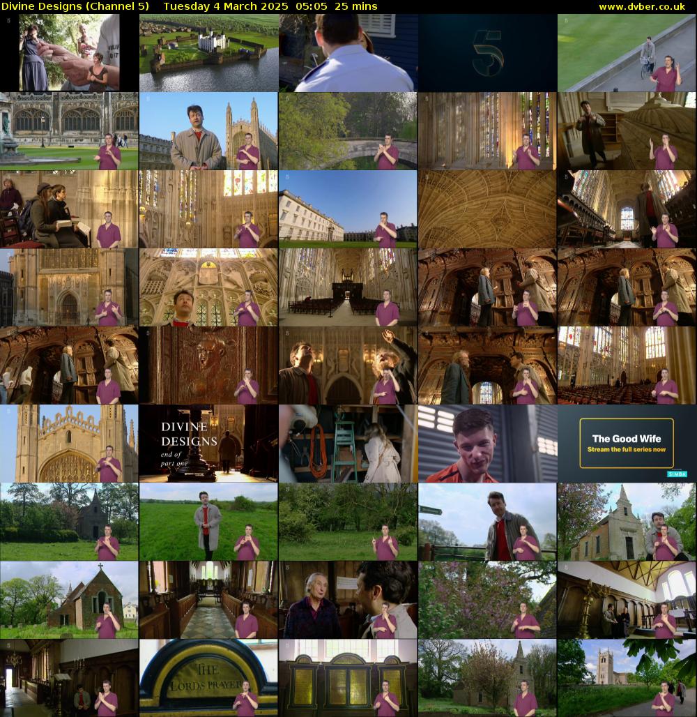 Divine Designs (Channel 5) Tuesday 4 March 2025 05:05 - 05:30