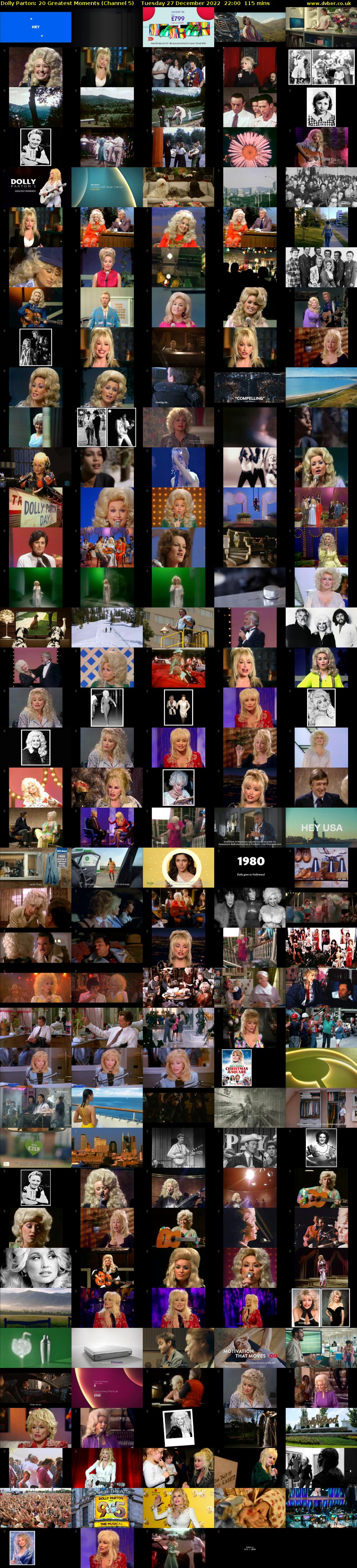 Dolly Parton: 20 Greatest Moments (Channel 5) Tuesday 27 December 2022 22:00 - 23:55