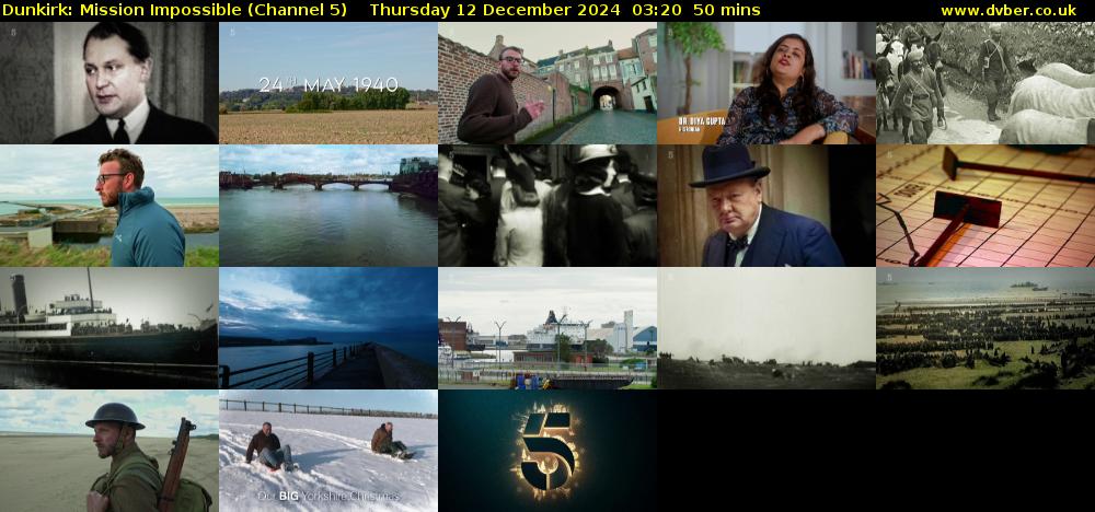 Dunkirk: Mission Impossible (Channel 5) Thursday 12 December 2024 03:20 - 04:10