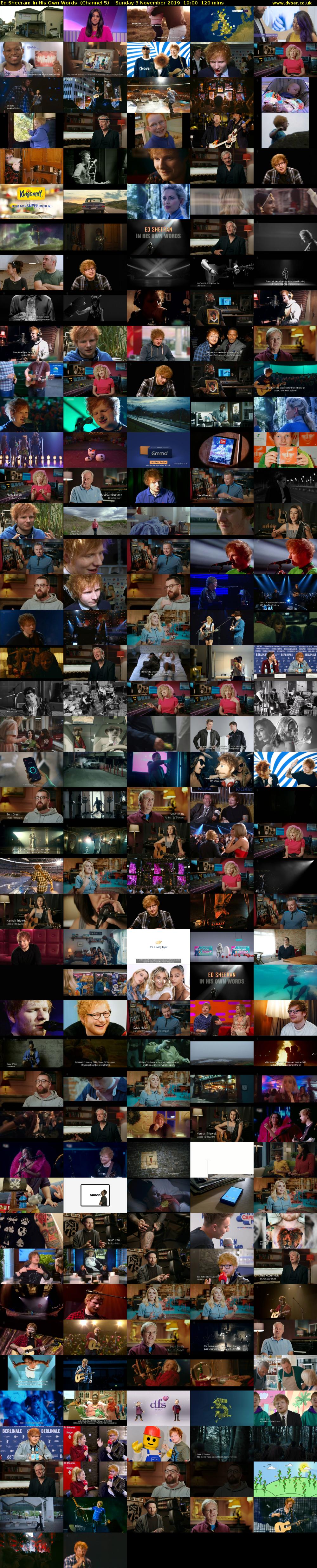 Ed Sheeran: In His Own Words  (Channel 5) Sunday 3 November 2019 19:00 - 21:00