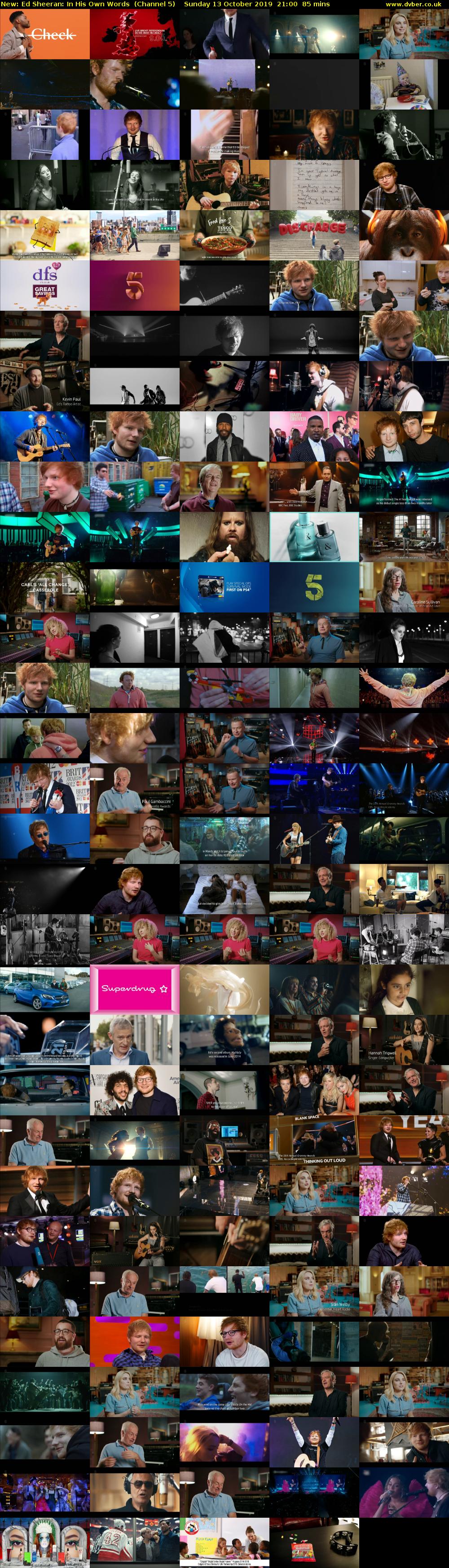 Ed Sheeran: In His Own Words (Channel 5) Sunday 13 October 2019 21:00 - 22:25