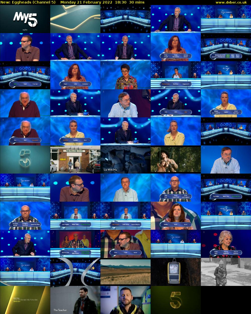 Eggheads (Channel 5) Monday 21 February 2022 18:30 - 19:00