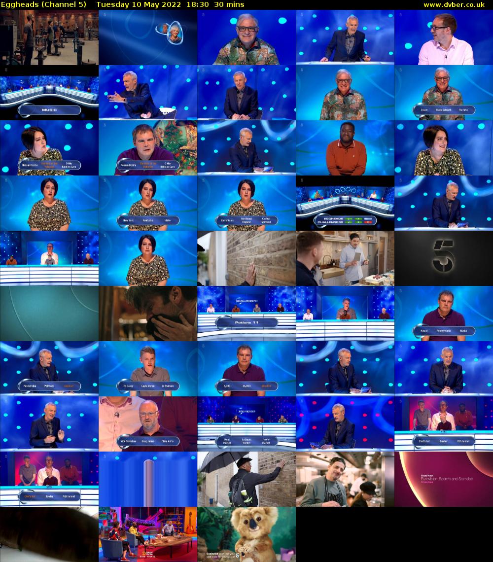 Eggheads (Channel 5) Tuesday 10 May 2022 18:30 - 19:00