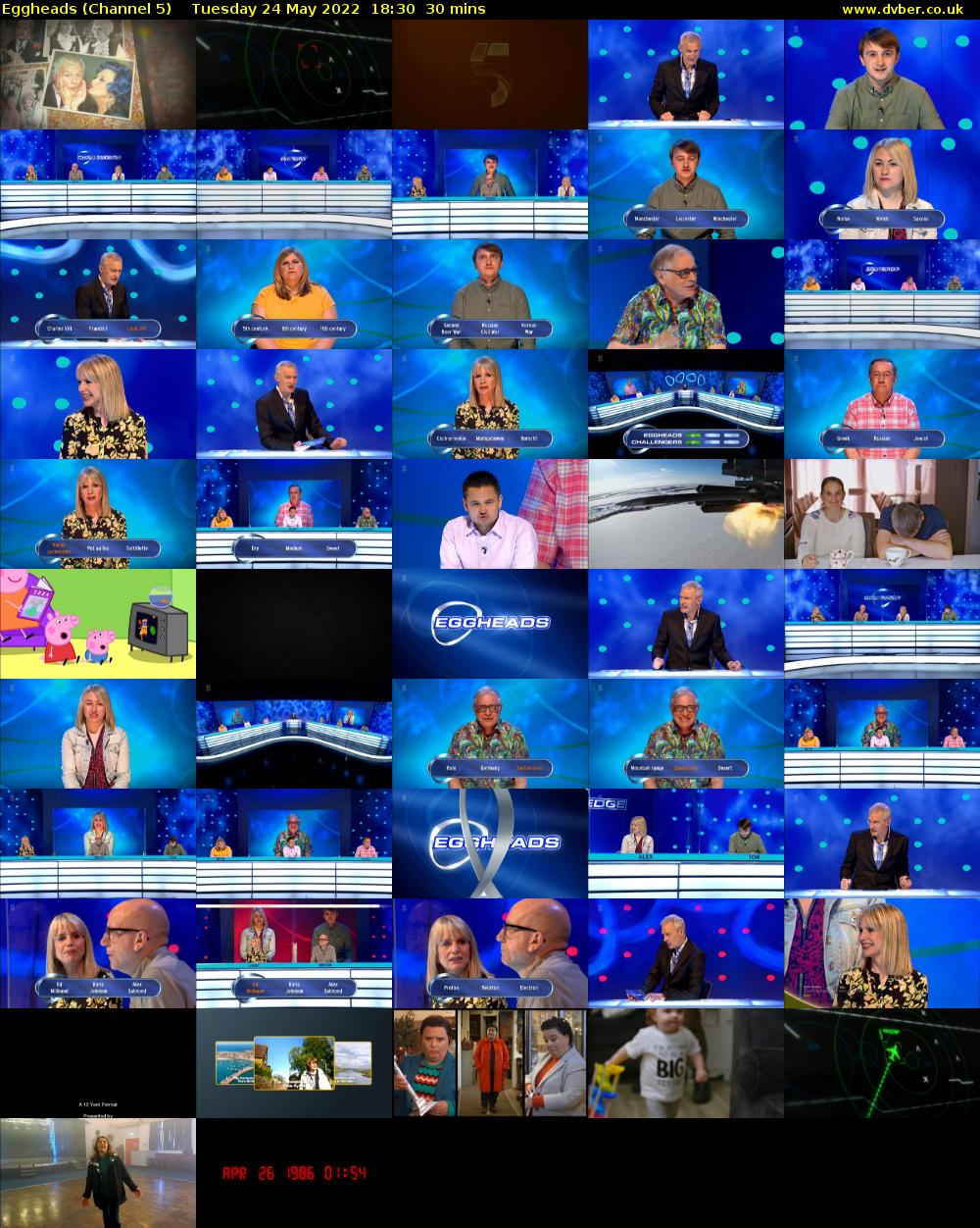 Eggheads (Channel 5) Tuesday 24 May 2022 18:30 - 19:00