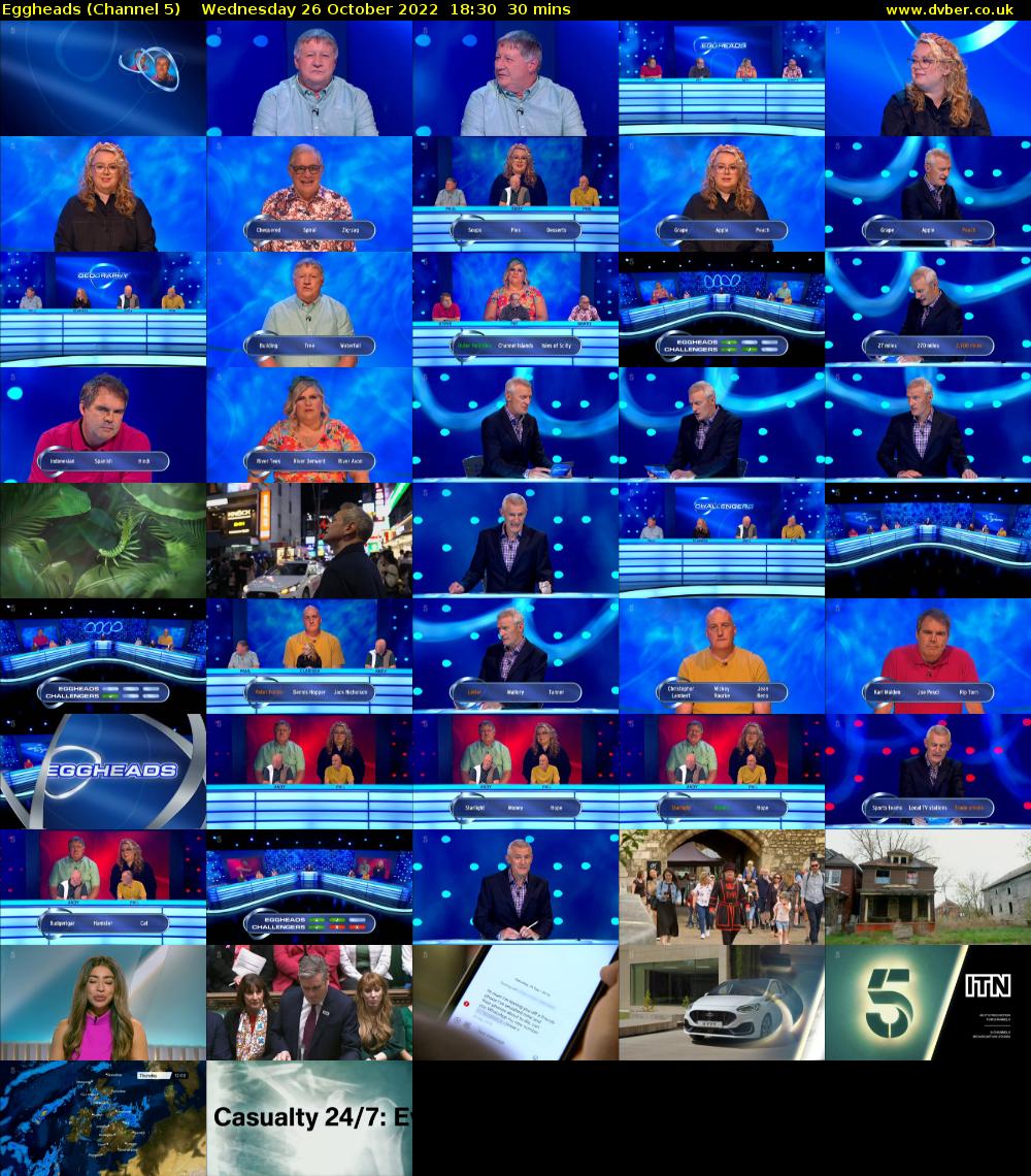 Eggheads (Channel 5) Wednesday 26 October 2022 18:30 - 19:00
