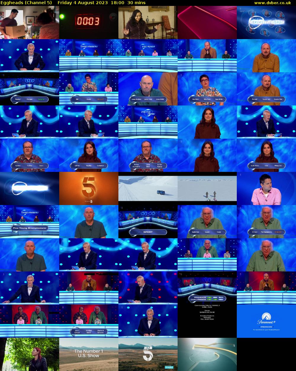 Eggheads (Channel 5) Friday 4 August 2023 18:00 - 18:30