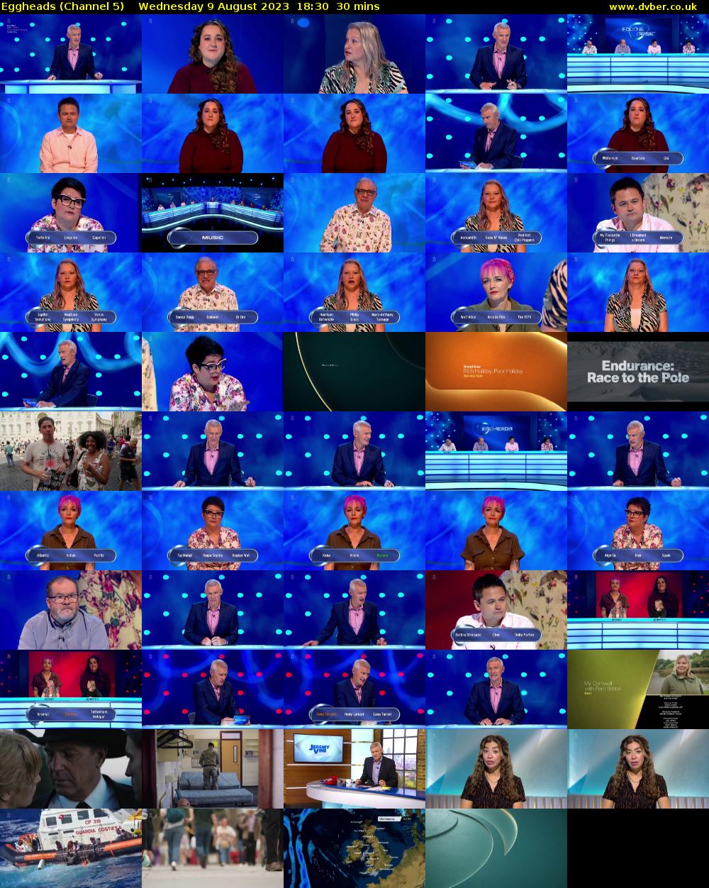 Eggheads (Channel 5) Wednesday 9 August 2023 18:30 - 19:00
