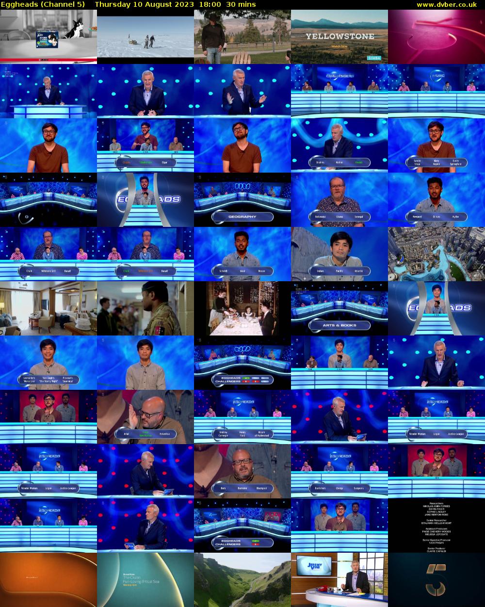 Eggheads (Channel 5) Thursday 10 August 2023 18:00 - 18:30