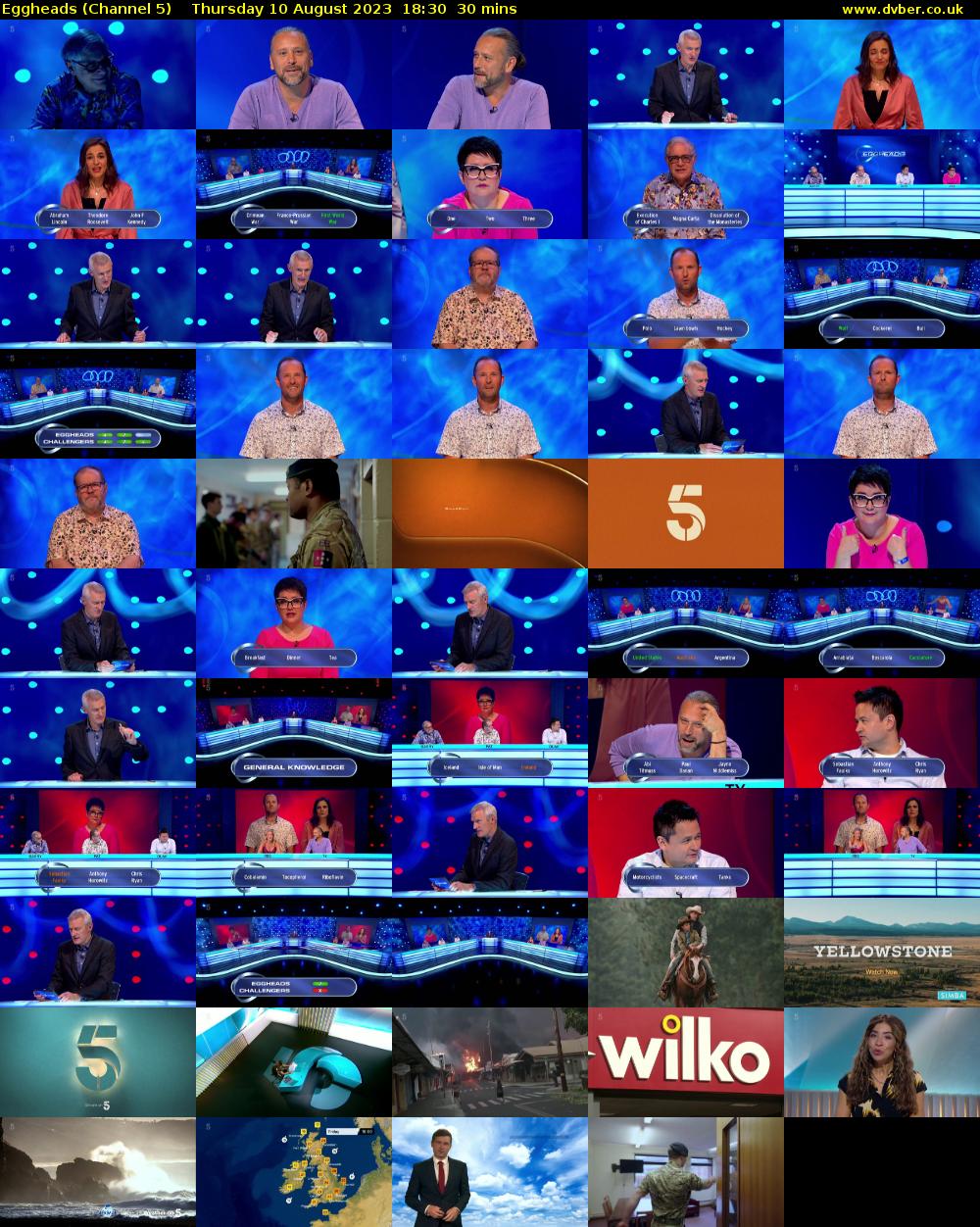 Eggheads (Channel 5) Thursday 10 August 2023 18:30 - 19:00
