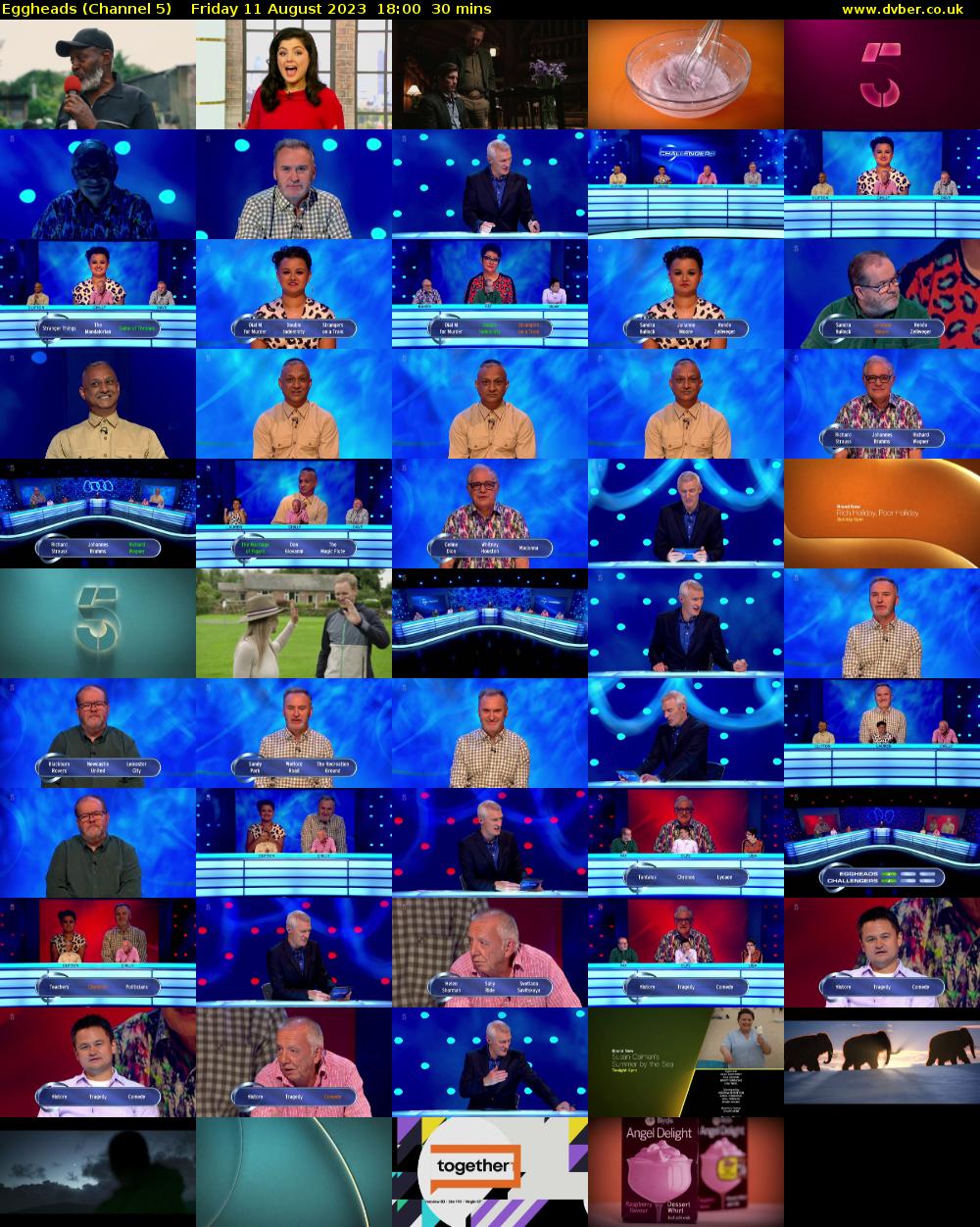 Eggheads (Channel 5) Friday 11 August 2023 18:00 - 18:30
