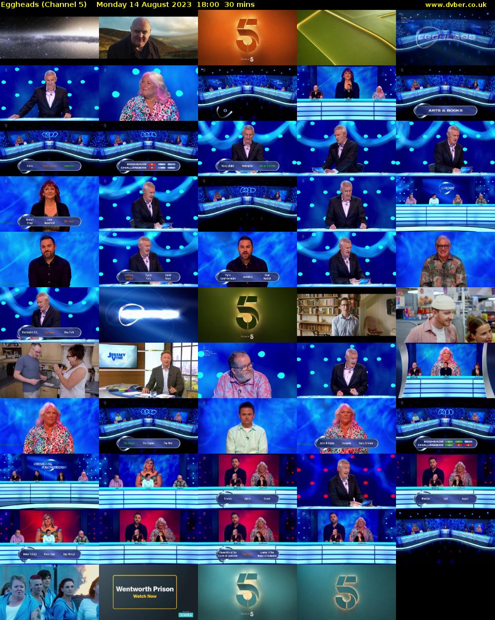 Eggheads (Channel 5) Monday 14 August 2023 18:00 - 18:30