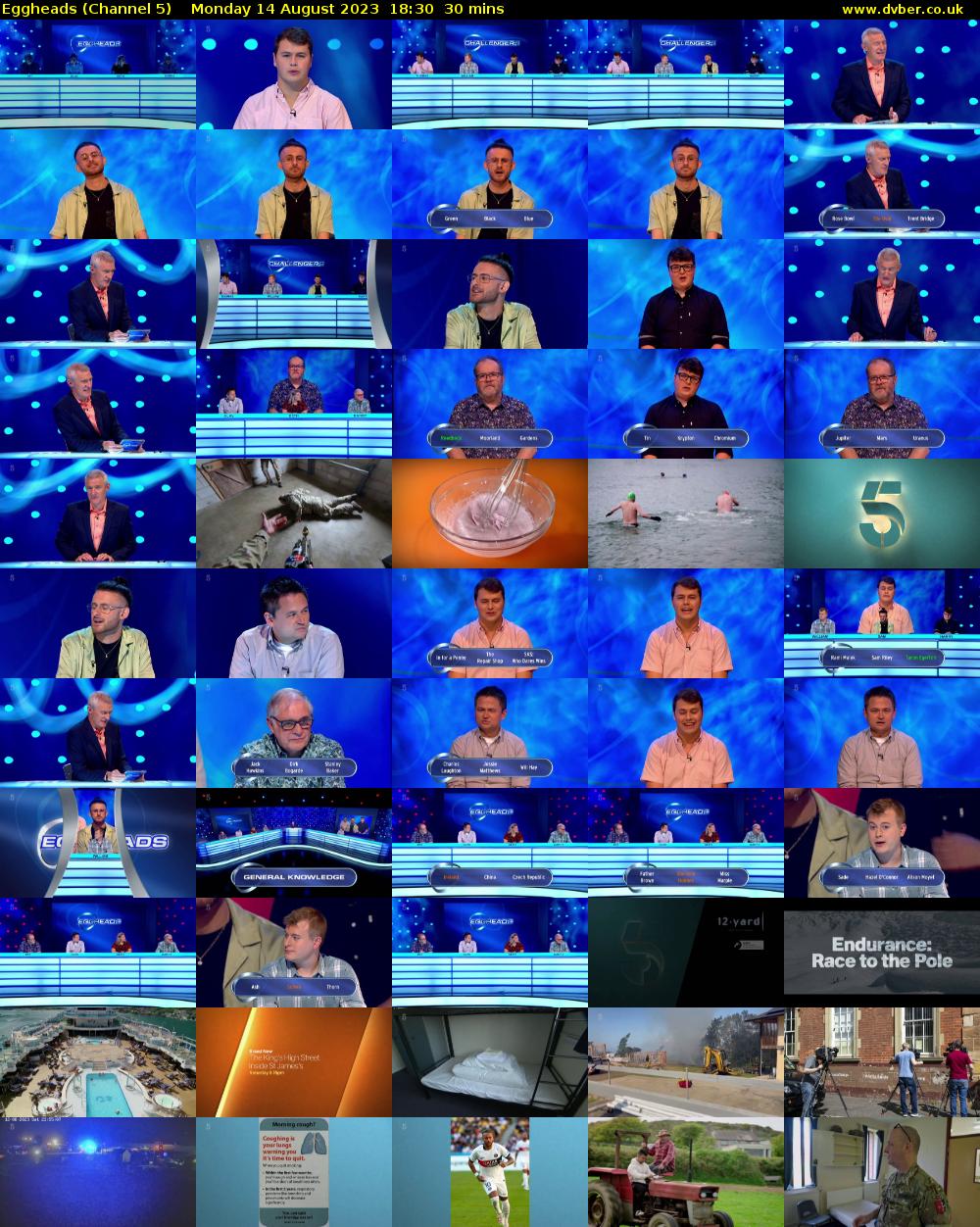 Eggheads (Channel 5) Monday 14 August 2023 18:30 - 19:00