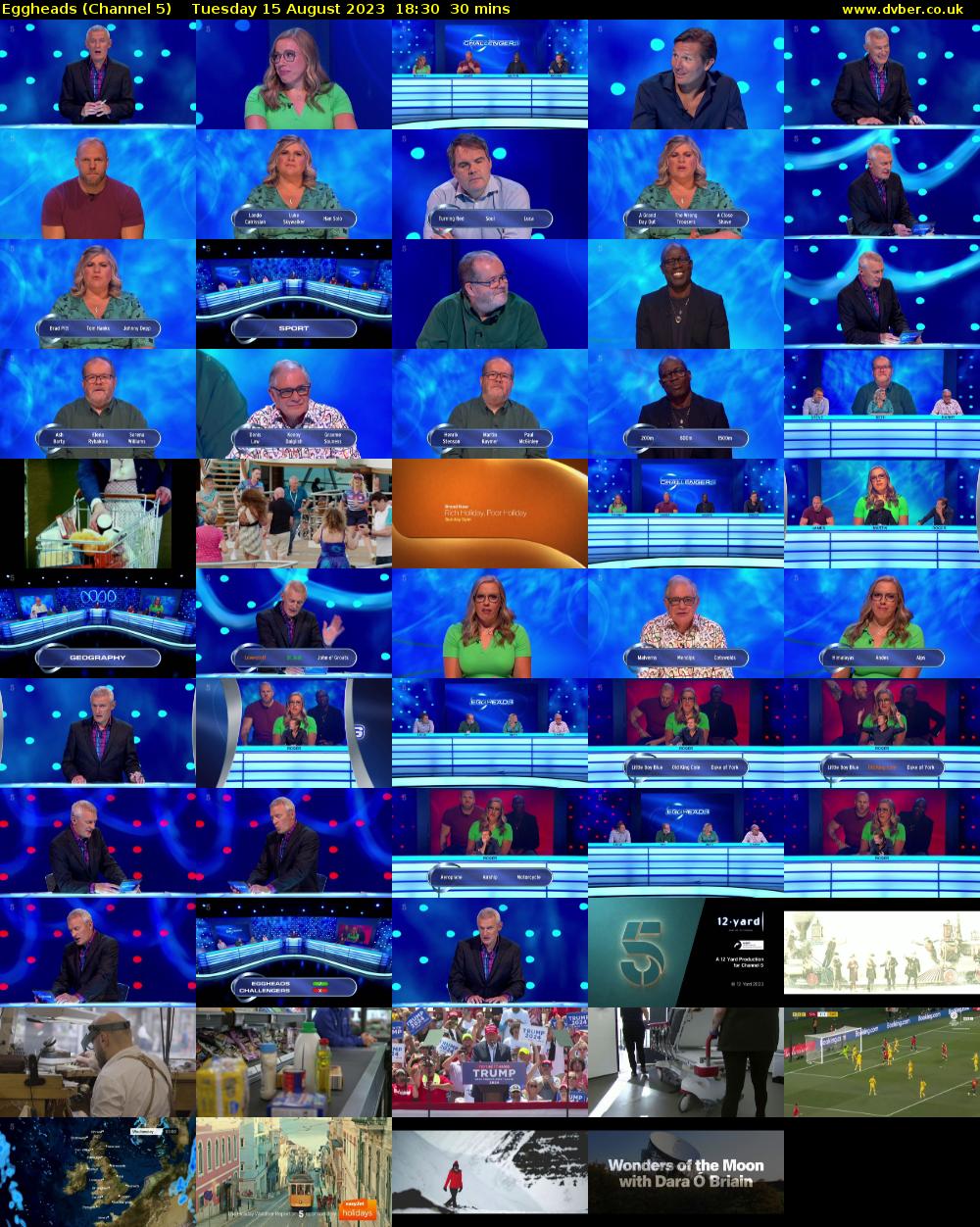 Eggheads (Channel 5) Tuesday 15 August 2023 18:30 - 19:00
