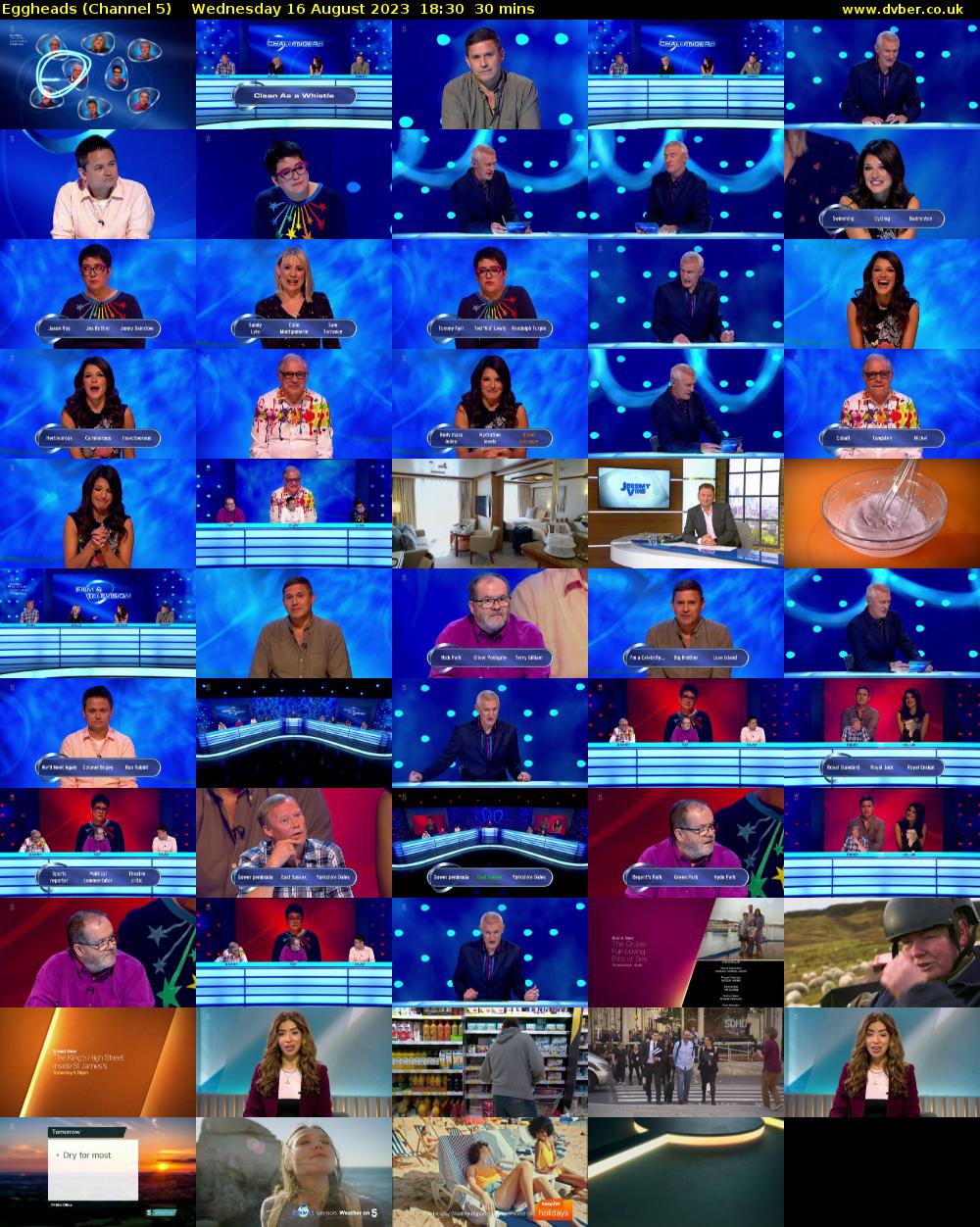 Eggheads (Channel 5) Wednesday 16 August 2023 18:30 - 19:00