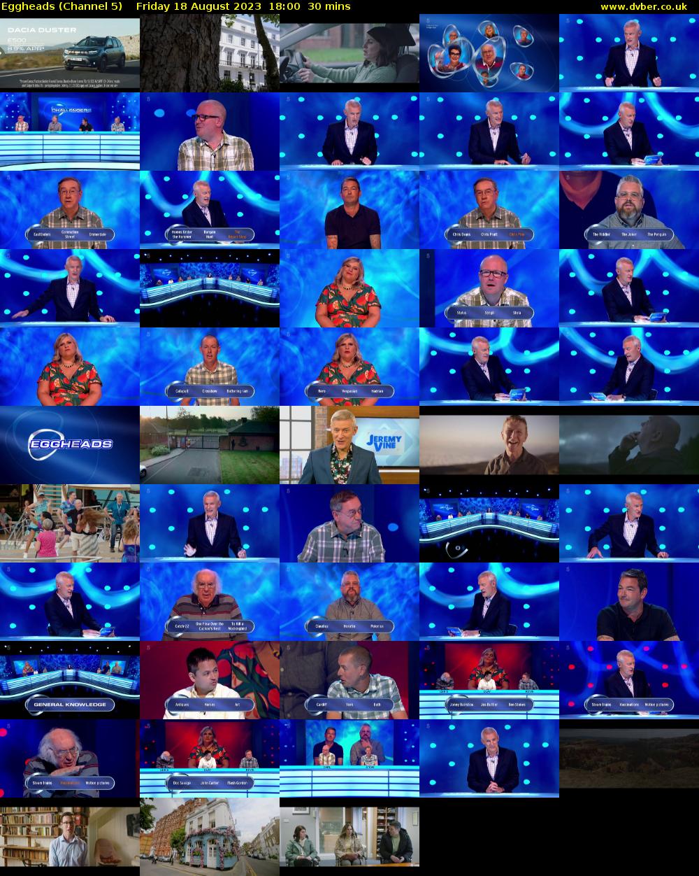 Eggheads (Channel 5) Friday 18 August 2023 18:00 - 18:30