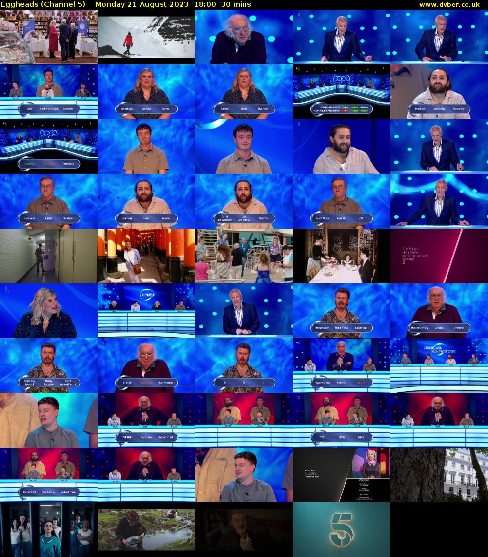 Eggheads (Channel 5) Monday 21 August 2023 18:00 - 18:30