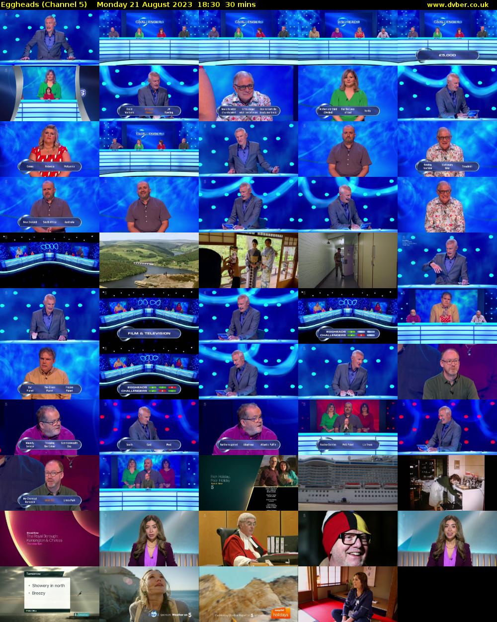 Eggheads (Channel 5) Monday 21 August 2023 18:30 - 19:00