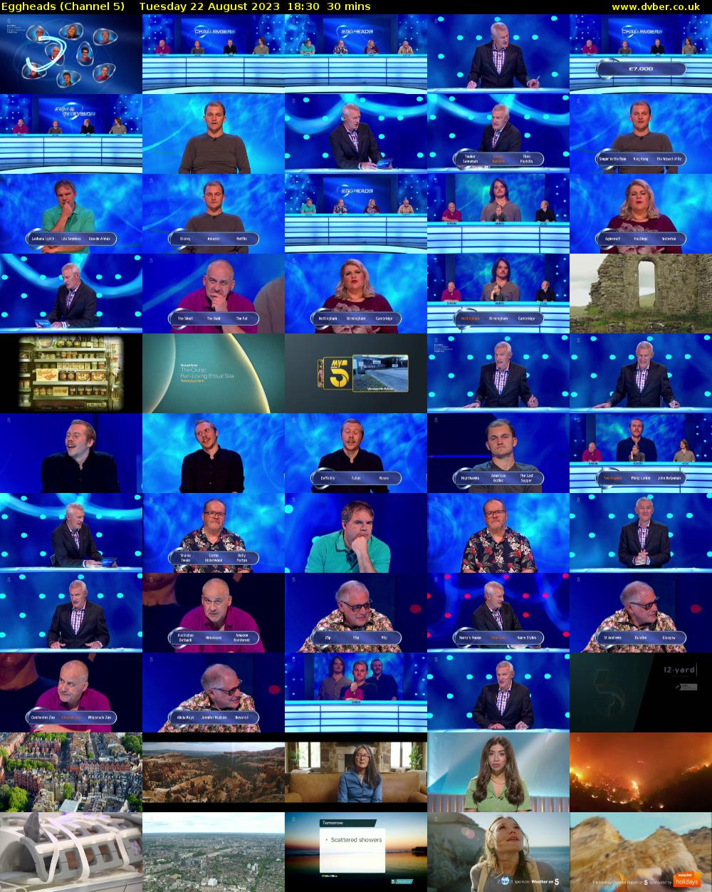 Eggheads (Channel 5) Tuesday 22 August 2023 18:30 - 19:00