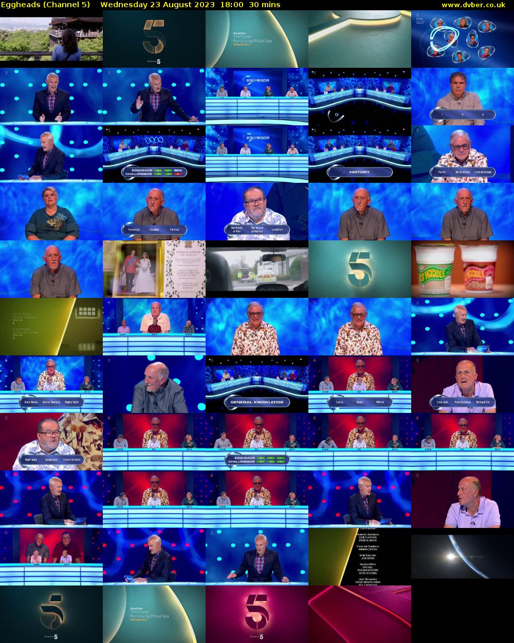 Eggheads (Channel 5) Wednesday 23 August 2023 18:00 - 18:30