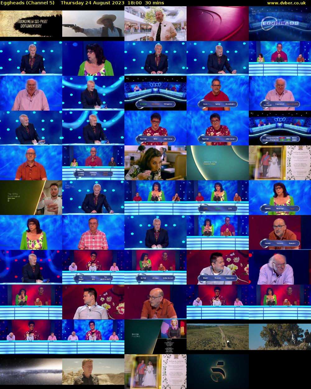 Eggheads (Channel 5) Thursday 24 August 2023 18:00 - 18:30