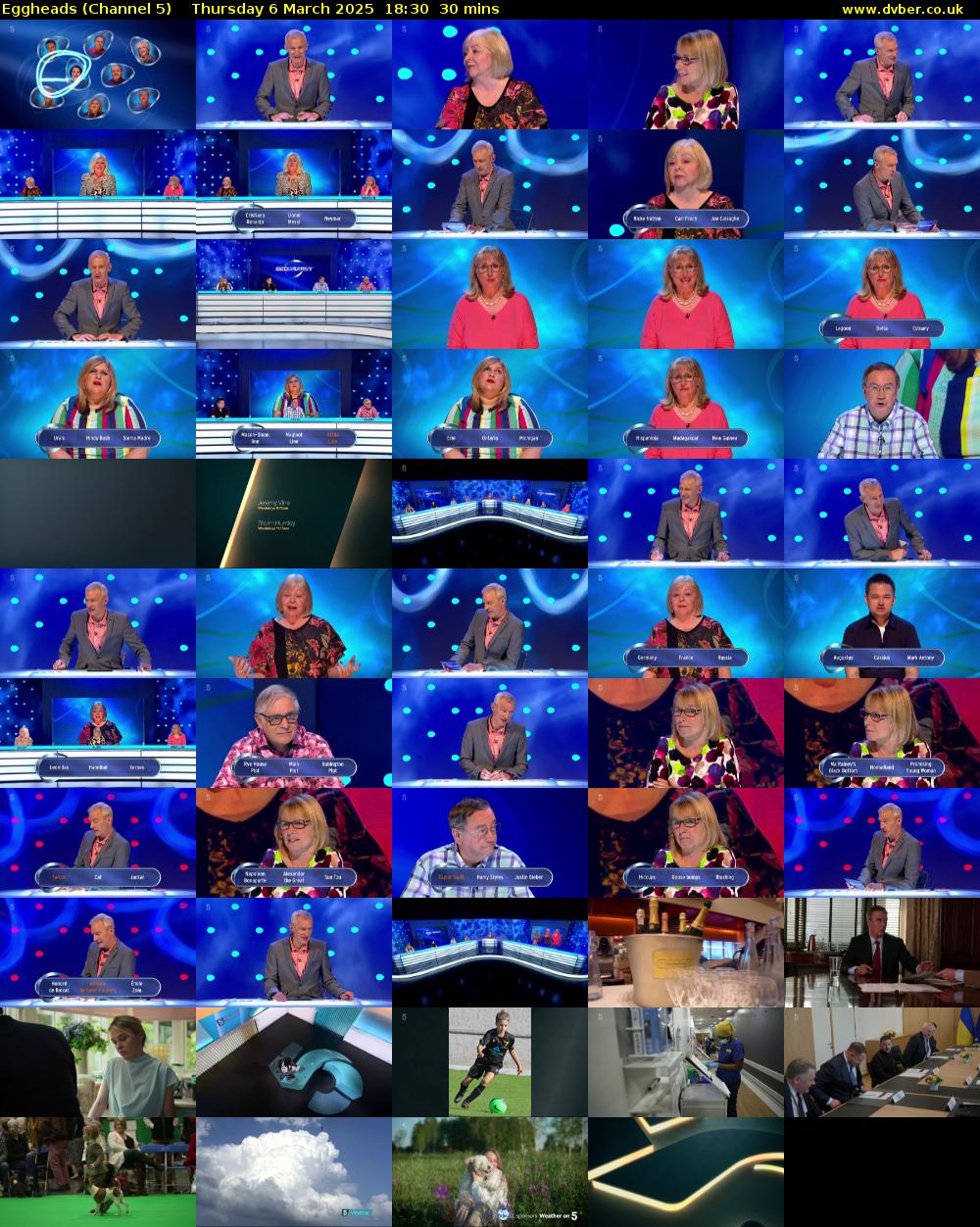Eggheads (Channel 5) Thursday 6 March 2025 18:30 - 19:00