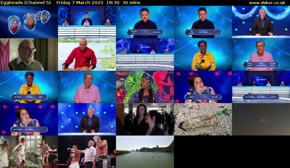 Eggheads (Channel 5) Friday 7 March 2025 18:30 - 19:00
