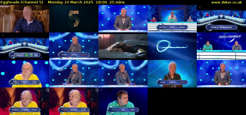 Eggheads (Channel 5) Monday 10 March 2025 18:00 - 18:25
