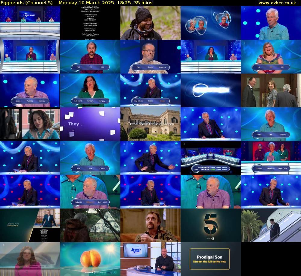 Eggheads (Channel 5) Monday 10 March 2025 18:25 - 19:00