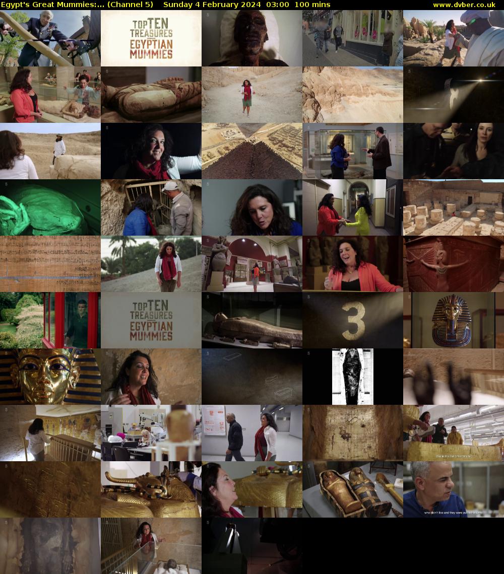 Egypt's Great Mummies:... (Channel 5) Sunday 4 February 2024 03:00 - 04:40