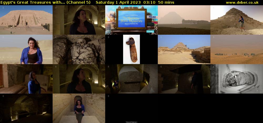 Egypt's Great Treasures with... (Channel 5) Saturday 1 April 2023 03:10 - 04:00