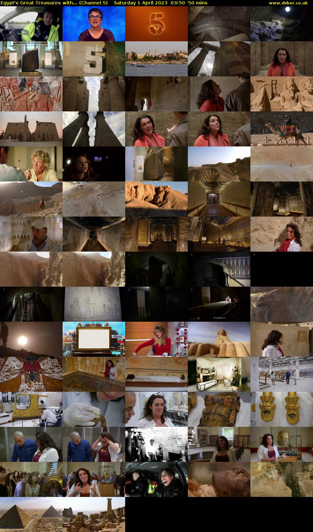 Egypt's Great Treasures with... (Channel 5) Saturday 1 April 2023 03:50 - 04:40