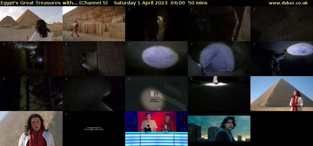 Egypt's Great Treasures with... (Channel 5) Saturday 1 April 2023 04:00 - 04:50