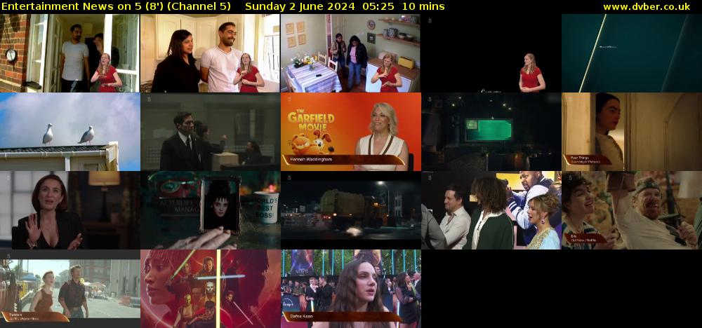 Entertainment News on 5 (8') (Channel 5) Sunday 2 June 2024 05:25 - 05:35