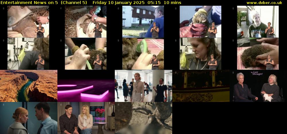 Entertainment News on 5  (Channel 5) Friday 10 January 2025 05:15 - 05:25
