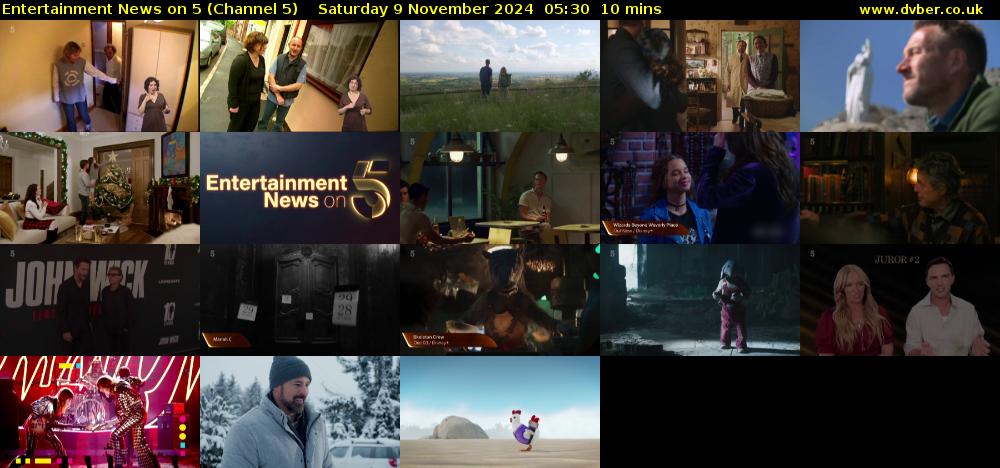Entertainment News on 5 (Channel 5) Saturday 9 November 2024 05:30 - 05:40