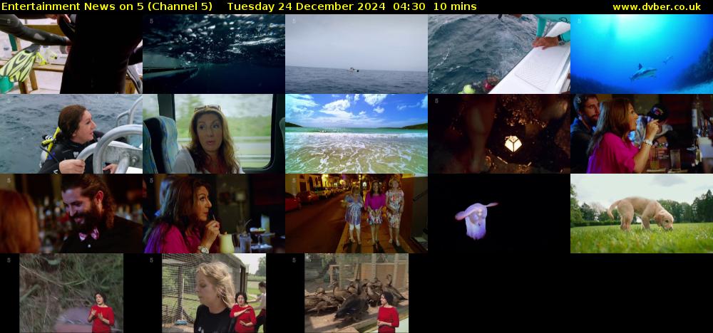 Entertainment News on 5 (Channel 5) Tuesday 24 December 2024 04:30 - 04:40