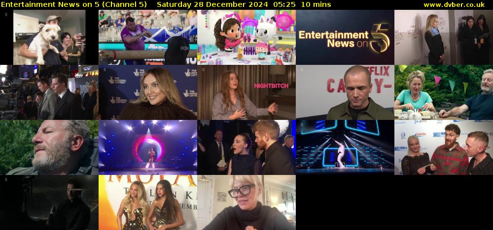 Entertainment News on 5 (Channel 5) Saturday 28 December 2024 05:25 - 05:35