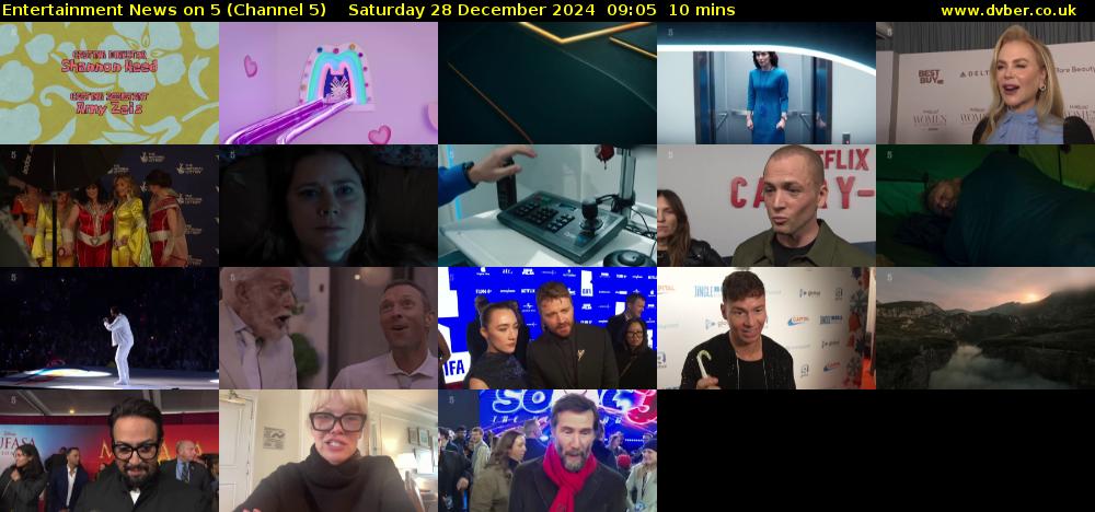 Entertainment News on 5 (Channel 5) Saturday 28 December 2024 09:05 - 09:15