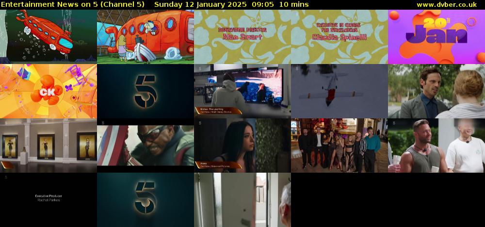 Entertainment News on 5 (Channel 5) Sunday 12 January 2025 09:05 - 09:15