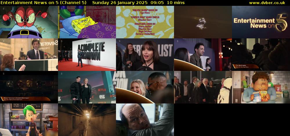 Entertainment News on 5 (Channel 5) Sunday 26 January 2025 09:05 - 09:15