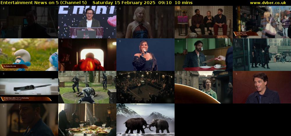 Entertainment News on 5 (Channel 5) Saturday 15 February 2025 09:10 - 09:20