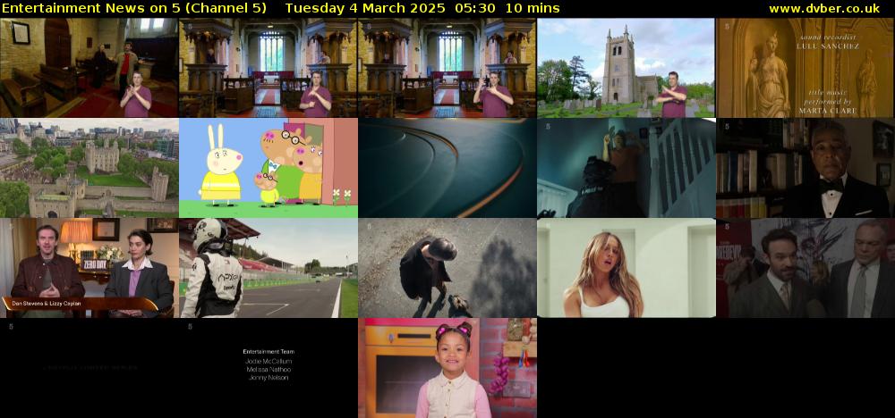 Entertainment News on 5 (Channel 5) Tuesday 4 March 2025 05:30 - 05:40