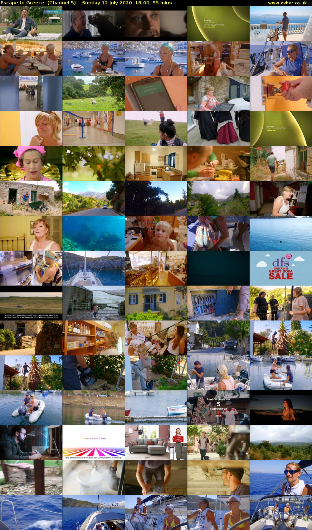 Escape to Greece  (Channel 5) Sunday 12 July 2020 18:00 - 18:55